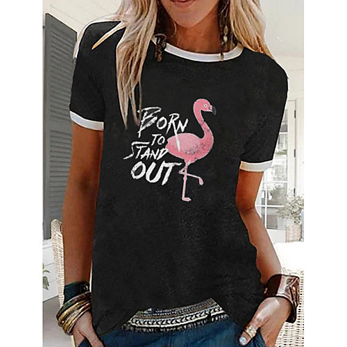 

Women's T-shirt Animal Flamingos Tops - Print Round Neck Basic Daily Black M L XL 2XL 3XL