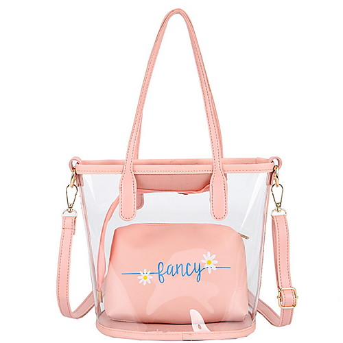 

Women's Zipper PU Crossbody Bag Straw Bag Floral Print White / Black / Blushing Pink