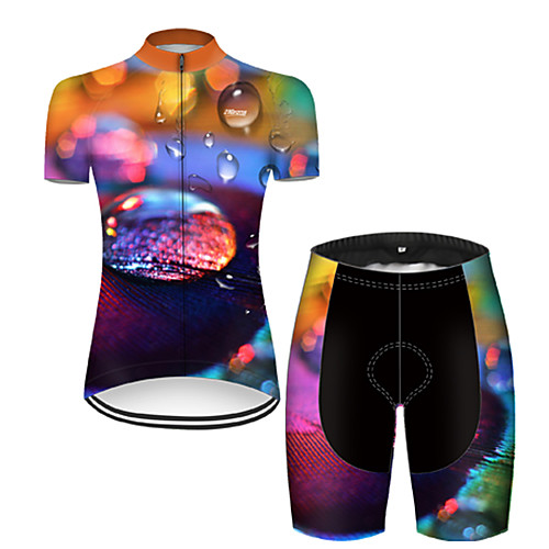 

21Grams Women's Short Sleeve Cycling Jersey with Shorts Nylon Polyester Black / Orange 3D Rainbow Gradient Bike Clothing Suit Breathable 3D Pad Quick Dry Ultraviolet Resistant Reflective Strips Sports