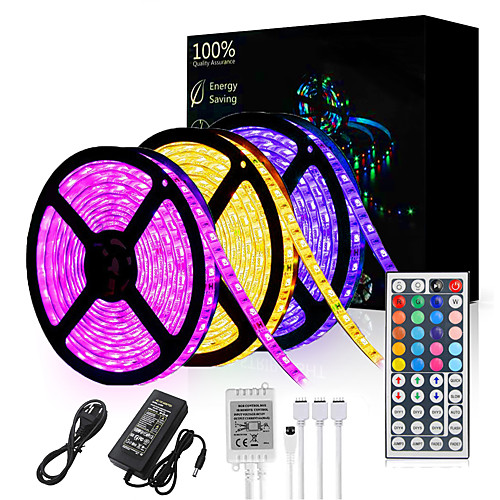 

15M(35M) LED Light Strips RGB Tiktok Lights 2835 SMD 900 LEDs 8mm Strip Flexible Light LED Tape waterproof AC 12V 600LEDs with 44Key IR Remote Controller Kit