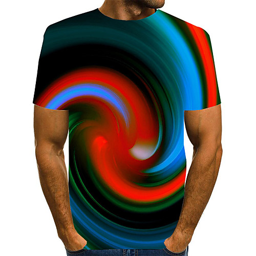 

Men's Geometric Graphic Print T-shirt Street chic Exaggerated Daily Going out Rainbow