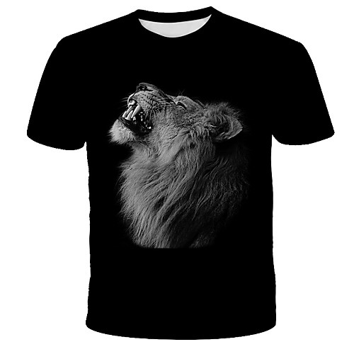 

Men's Tie Dye Graphic Lion Print T-shirt Street chic Exaggerated Daily Holiday Black