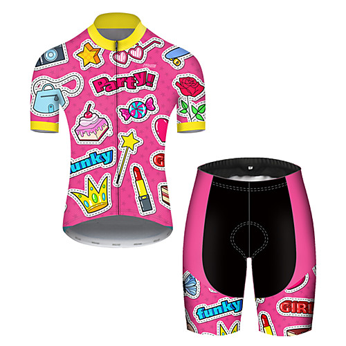 

21Grams Men's Short Sleeve Cycling Jersey with Shorts Nylon Polyester Pink Butterfly Heart Stars Bike Clothing Suit Breathable 3D Pad Quick Dry Ultraviolet Resistant Reflective Strips Sports Butterfly