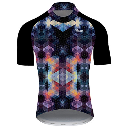 

21Grams Men's Short Sleeve Cycling Jersey Nylon Polyester Black / Blue Plaid / Checkered Patchwork Gradient Bike Jersey Top Mountain Bike MTB Road Bike Cycling Breathable Quick Dry Ultraviolet