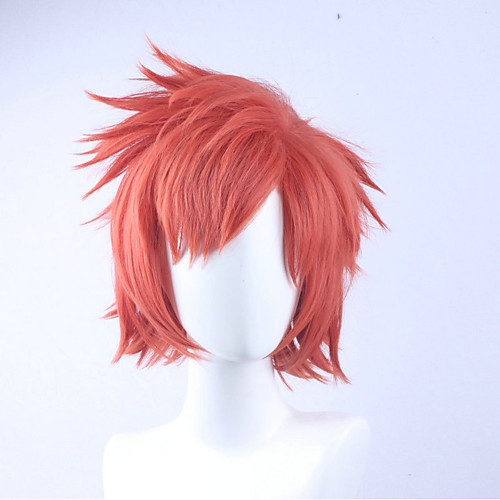 

Fire Emblem Cosplay Wigs Men's Asymmetrical With Bangs 12 inch Heat Resistant Fiber Loose Curl Red Adults' Anime Wig