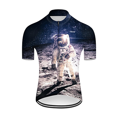 

21Grams Men's Short Sleeve Cycling Jersey Nylon Blue / White 3D Astronaut Bike Jersey Top Mountain Bike MTB Road Bike Cycling Quick Dry Breathable Sports Clothing Apparel / Micro-elastic