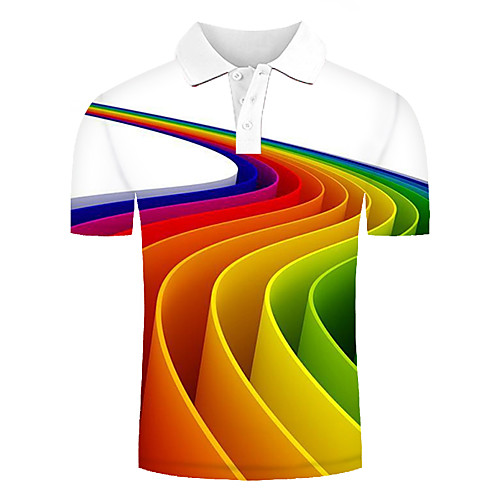 

Men's Polo Graphic Optical Illusion Print Short Sleeve Daily Tops Streetwear Exaggerated Rainbow