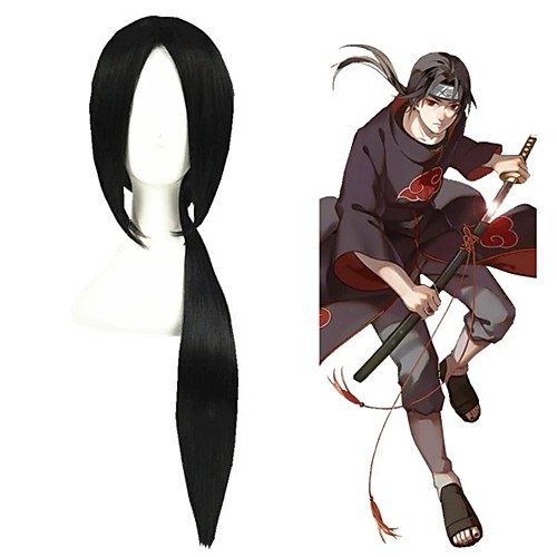 

Cosplay Costume Wig Cosplay Wig Uchiha Itachi Naruto Straight Cosplay Halloween Middle Part With Ponytail Wig Long Natural Black Synthetic Hair 29 inch Men's Anime Cosplay Comfy Black