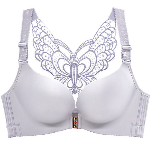 

Women's Push-up Wireless 3/4 Cup Bra Butterfly Wine Black Red