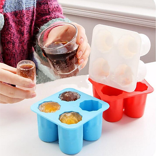 

4 Cup Shape Silicone Ice Cube Mold Shooters Shot Glass Ice Mould Ice Cube Tray Summer Bar Party Beer Ice Drink Tool Accessories