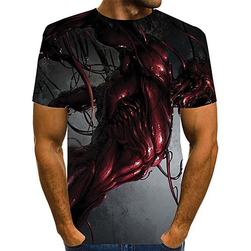 

Men's Geometric Graphic Print T-shirt Street chic Exaggerated Daily Going out Rainbow