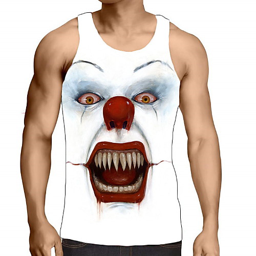 

Men's Tank Top Graphic Print Sleeveless Daily Tops Basic White