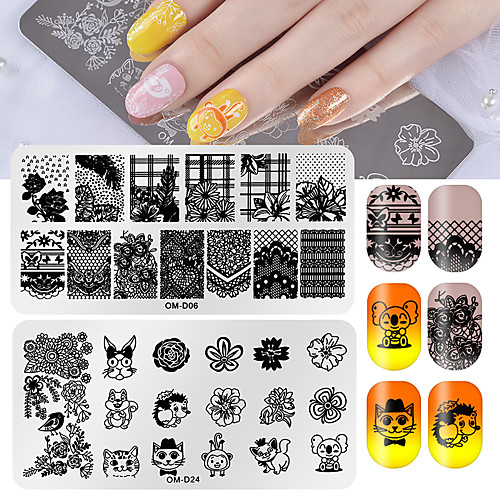 

2 pcs Nail Stamping Tool Stamping Plate Template Animal Series / Flower Series Creative / Durable nail art Manicure Pedicure Korean / Fashion Sports & Outdoor