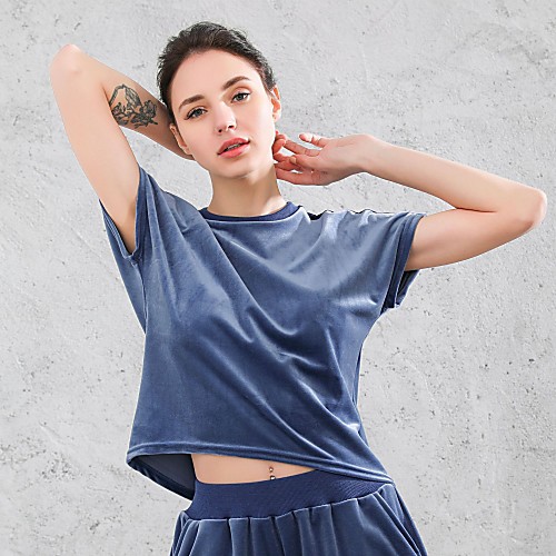 

Women's Running Shirt Patchwork Fashion Purple Red Dark Gray Blue Mesh Velvet Yoga Running Fitness Tee / T-shirt Top Sport Activewear Breathable Quick Dry Comfortable Stretchy