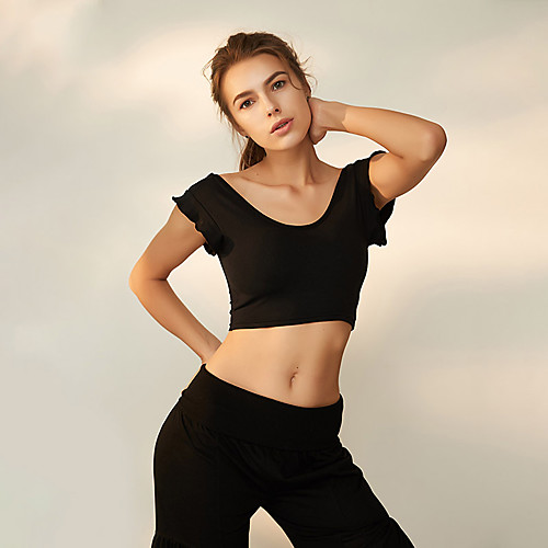 

Women's Crop Top Removable Pad Wireless Fashion Black Pink Gray Elastane Yoga Running Fitness Top Sport Activewear Breathable Quick Dry Comfortable Stretchy