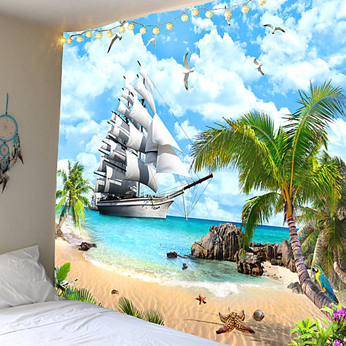 

Rock seascape or decorative tapestries or background cloth polyester fiber material