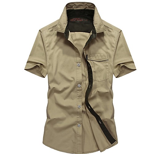 

Men's Solid Colored Shirt Daily Red / Army Green / Khaki / Navy Blue