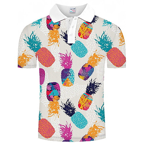 

Men's Graphic Fruit Print Polo Daily Beige