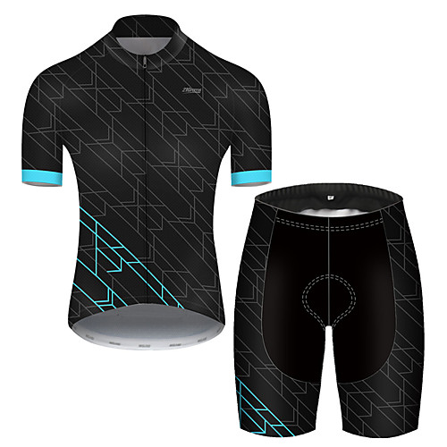

21Grams Men's Short Sleeve Cycling Jersey with Shorts Black / Blue Bike Breathable Sports Patterned Mountain Bike MTB Road Bike Cycling Clothing Apparel / Stretchy
