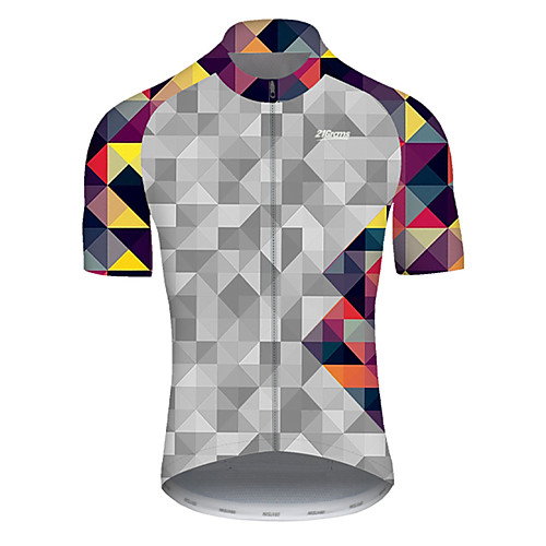 

21Grams Men's Short Sleeve Cycling Jersey Nylon Polyester GrayWhite Plaid / Checkered 3D Gradient Bike Jersey Top Mountain Bike MTB Road Bike Cycling Breathable Quick Dry Ultraviolet Resistant Sports