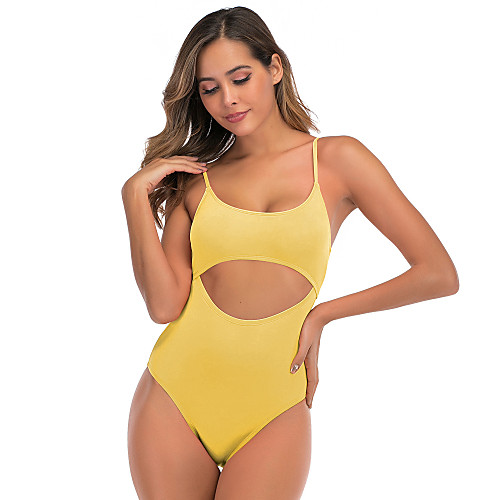 

Women's One Piece Swimsuit Elastane Swimwear Bodysuit Breathable Quick Dry Sleeveless Swimming Surfing Water Sports Solid Colored Summer / Stretchy