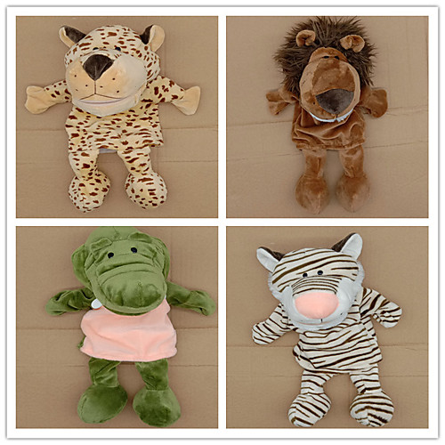 

4 pcs Educational Toy Hand Puppet Stuffed Animal Plush Toy Animal Series Lion Tiger Parent-Child Interaction PP Plush 32cm Imaginative Play, Stocking, Great Birthday Gifts Party Favor Supplies Boys