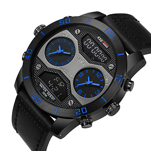 

Men's Sport Watch Digital Modern Style Sporty Genuine Leather Water Resistant / Waterproof Calendar / date / day Alarm Clock Analog - Digital Cool Big Face - Blue Red Yellow