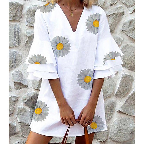 

Women's A-Line Dress Short Mini Dress - Half Sleeve Polka Dot Floral Summer Casual 2020 White Black Blue Purple Green Light Blue S M L XL XXL