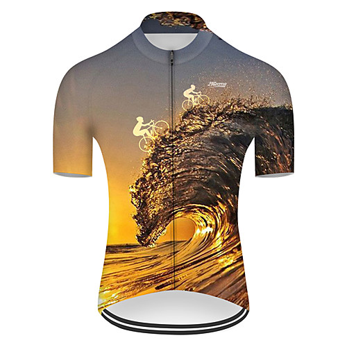 

21Grams Men's Short Sleeve Cycling Jersey Nylon Black / Yellow Gradient 3D Bike Jersey Top Mountain Bike MTB Road Bike Cycling Breathable Quick Dry Sports Clothing Apparel / Micro-elastic