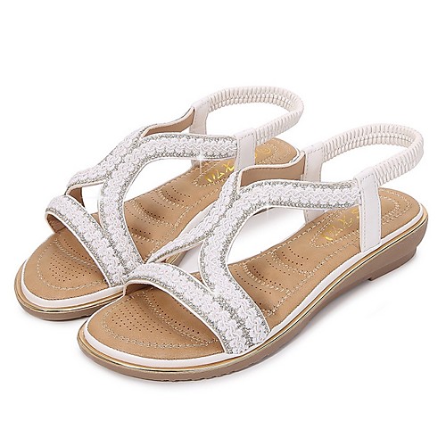 

Women's Sandals Summer Flat Heel Open Toe Daily PU White / Black / Yellow