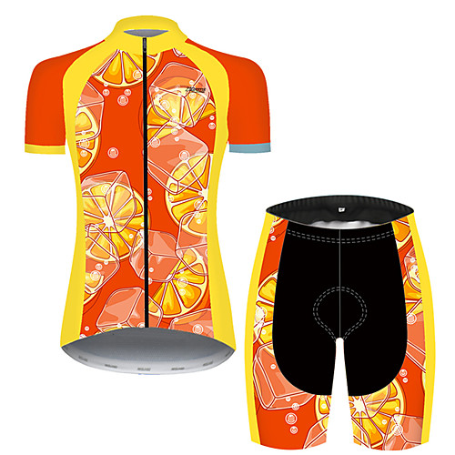 

21Grams Women's Short Sleeve Cycling Jersey with Shorts Nylon Orange Lemon Fruit Bike Quick Dry Breathable Sports Lemon Mountain Bike MTB Road Bike Cycling Clothing Apparel / Stretchy