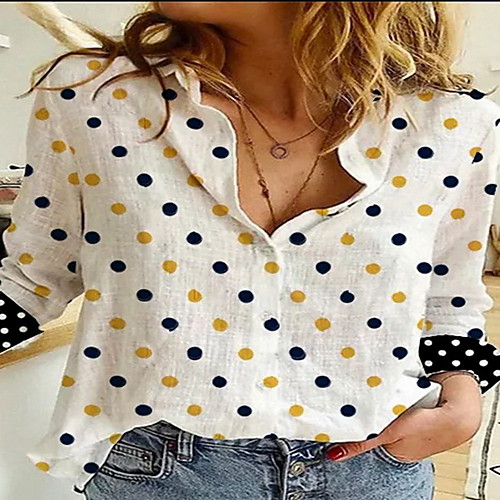 

Women's T-shirt Polka Dot Tops V Neck Daily White Blue Yellow S M L XL 2XL 3XL 4XL 5XL