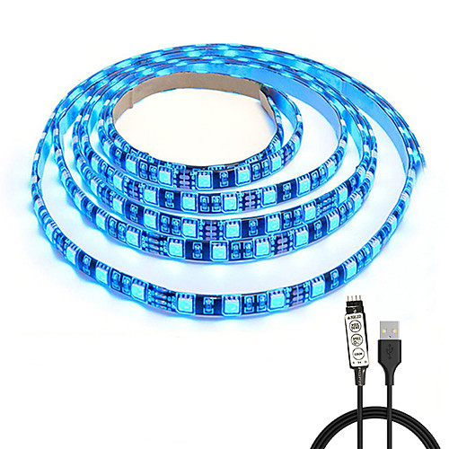 

LED Strip Lights RGB Tiktok Lights Black PCB TV Backlight Kit Computer Case LED Light 1M Multi-Colour 60leds Flexible 5050 USB with 5v USB Cable and Mini Controller for TVPCLaptop Background Lightin