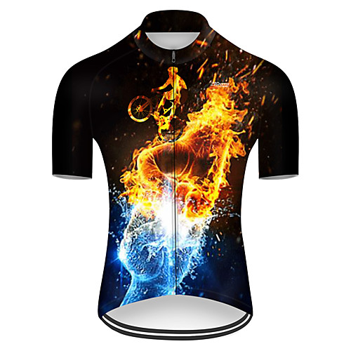 

21Grams Men's Short Sleeve Cycling Jersey Nylon Polyester Black / Yellow 3D Gradient Funny Bike Jersey Top Mountain Bike MTB Road Bike Cycling Breathable Quick Dry Ultraviolet Resistant Sports