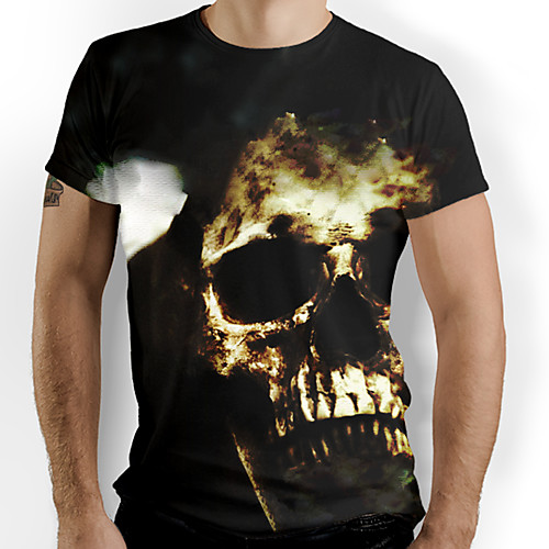 

Men's Graphic Skull Print T-shirt Basic Daily Black