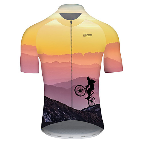 

21Grams Men's Short Sleeve Cycling Jersey Red / Yellow Bike Top Mountain Bike MTB Road Bike Cycling Breathable Sports Clothing Apparel / Micro-elastic