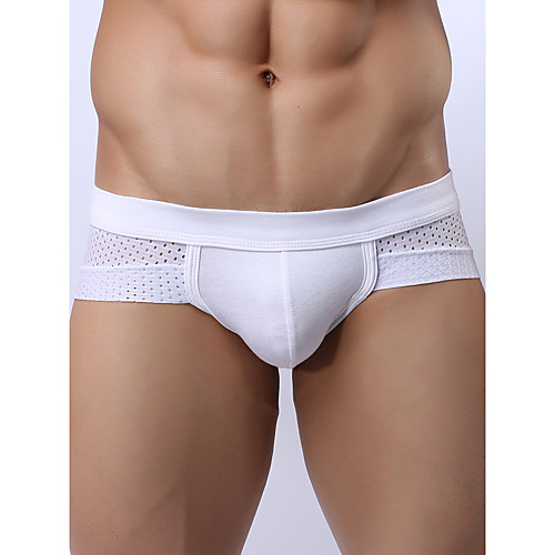 

Men's Mesh Briefs Underwear - Normal Low Waist Light Blue White Black S M L