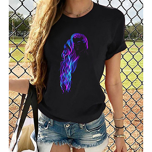 

Women's Tops Graphic 3D Print T-shirt - Print Round Neck Basic Daily Spring Summer Rainbow XS S M L XL 2XL 3XL 4XL 5XL 6XL