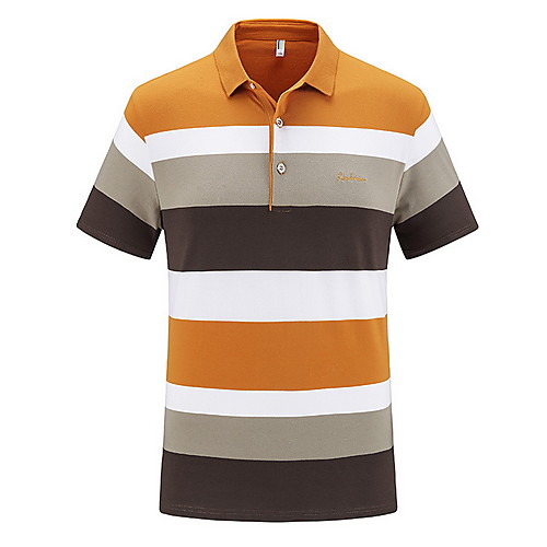 

Men's Striped Print Polo Daily Yellow / Navy Blue / Light Blue
