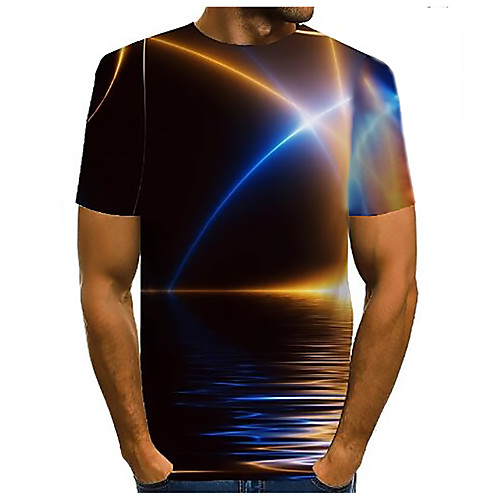 

Men's 3D T-shirt Basic Daily Round Neck Rainbow / Short Sleeve