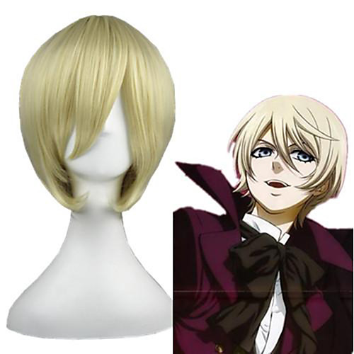 

Cosplay Costume Wig Cosplay Wig Alois Trancy Black Butler Straight Cosplay Asymmetrical With Bangs Wig Short Light Blonde Synthetic Hair 14 inch Men's Anime Cosplay Cool Blonde