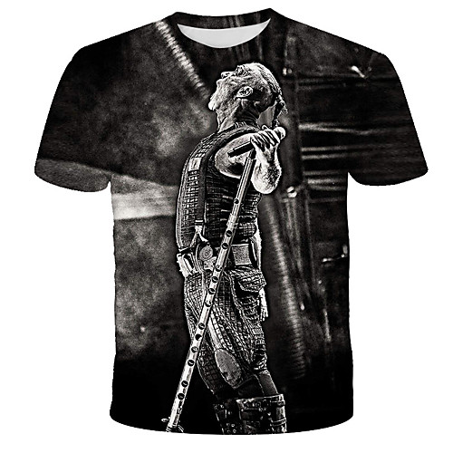 

Men's Graphic Portrait Print T-shirt Street chic Exaggerated Daily Holiday Black