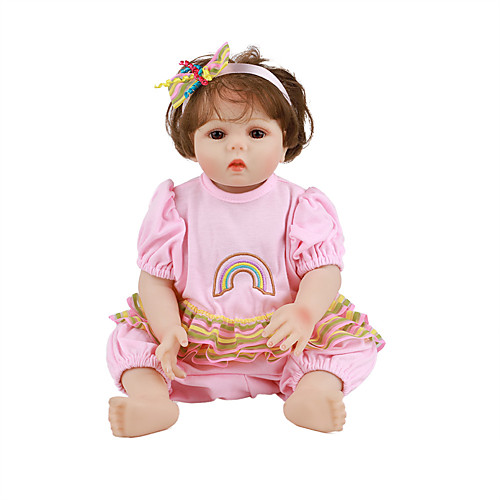 

FeelWind 18 inch Reborn Doll Baby & Toddler Toy Reborn Toddler Doll Baby Girl Gift Cute Lovely Parent-Child Interaction Tipped and Sealed Nails Full Body Silicone LV011 with Clothes and Accessories