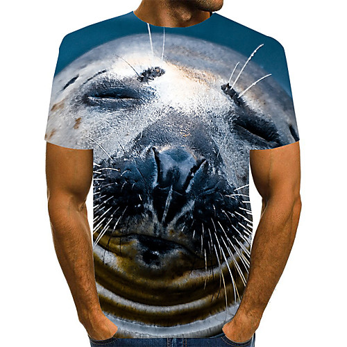 

Men's Graphic Animal Print T-shirt Street chic Exaggerated Daily Going out Rainbow