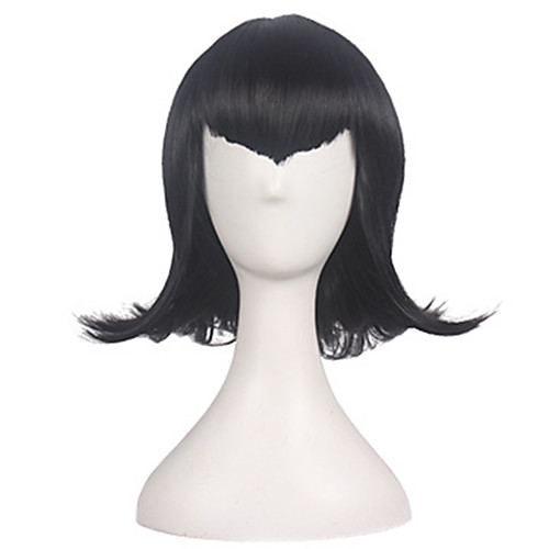 

Mavis Cosplay Wigs Women's Neat Bang 13 inch Heat Resistant Fiber Curly Black Adults' Anime Wig