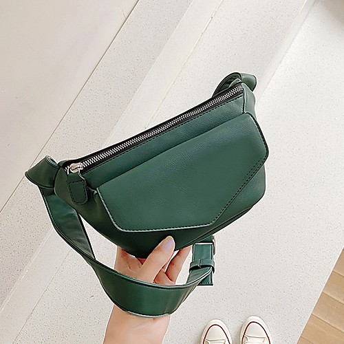 

Women's Zipper PU Crossbody Bag Solid Color White / Black / Green