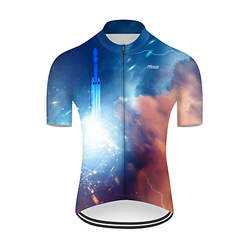 

21Grams Men's Short Sleeve Cycling Jersey Nylon Polyester RedBlue 3D Rocket Bike Jersey Top Mountain Bike MTB Road Bike Cycling Breathable Quick Dry Ultraviolet Resistant Sports Clothing Apparel