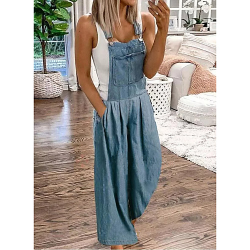 

Women's Blue Jumpsuit Onesie, Solid Colored S M L