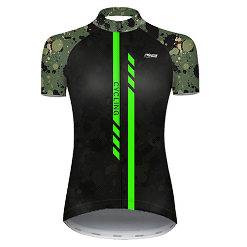 

21Grams Women's Short Sleeve Cycling Jersey Nylon Black / Green Stripes Patchwork Camo / Camouflage Bike Jersey Top Mountain Bike MTB Road Bike Cycling Breathable Quick Dry Sports Clothing Apparel