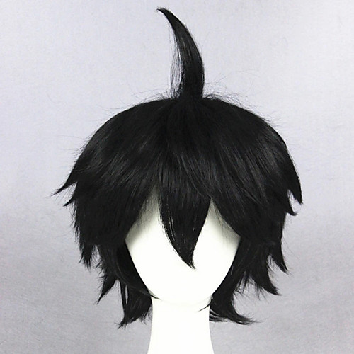 

Cosplay Wig Yuichiro Hyakuya Straight Cosplay Asymmetrical With Bangs Wig Short Natural Black Synthetic Hair 14 inch Men's Anime Cosplay Cool Black